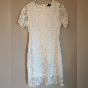 Papillon Blanc Cream Sheath Mini Dress with Flutter Sleeves